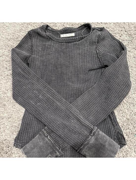 We The Free Tops - We The Free Medium Gray Waffle Knit Long Sleeve Top